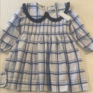 Eliza James Plaid Blue and White Girls Dress 2T